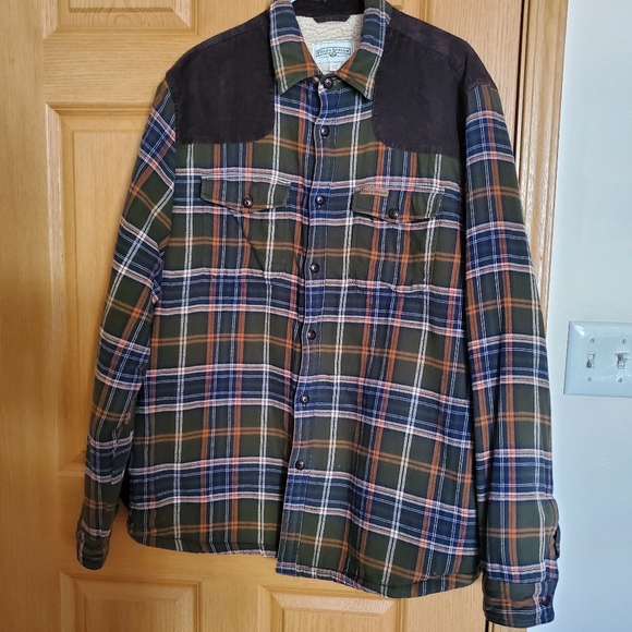 Field & Stream Jackets & Coats Field Stream Mens Green Plaid Sherpa